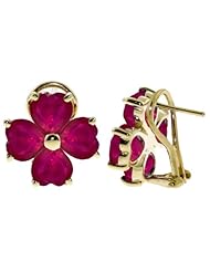 14k Solid Gold Heart-shaped Ruby French Clip Earrings