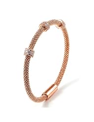 Sterling Silver Magnetic Silver Cubic Zirconium Bangle