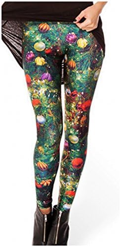 Bamovo Women's Christmas Trees And Lights Printed AnkLe Leggings Party Costume M