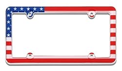Cruiser Accessories USA Flag Chrome License Plate Frame