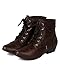 Breckelle BC45 Women Leatherette Oxford Almond Toe Lace Up Cuff Ankle Bootie - Brown