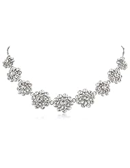 Roman Bride Clear Faceted Crystal Flower Necklace, 21"