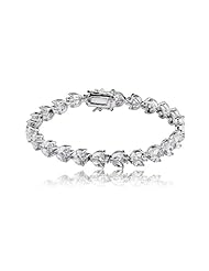 Cubic Zirconia And Sterling Silver Marquise Leaf Bracelet