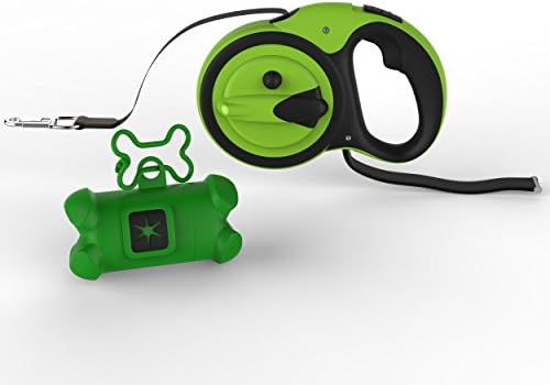 PetzBFF Retractable Dog Leash with Bright LED Light and Plastic Dispenser, 15 Feet