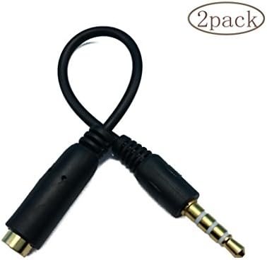 Black 3.5mm Male to 2.5mm Female Headphone Audio Adapter Extender Jack Stereo or Mono for iPhone 6 / 6 Plus / 5S / 5C / SE, iPad Air / Mini, Samsung Galaxy S7/ S6 , & Most Smartphones - 2 Pack