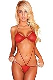 Hustler Sexy Mesh "V" Teddy - Red