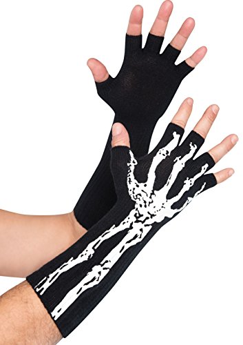 Glow in the Dark Fingerless Skeleton Gloves Costume Accessory