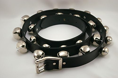 5.5 Foot Black Leather 24 Silver Sleigh Bell Buckled Horse Strap Decoration
