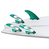 FCS S-25 Large Simon Anderson Performance Core Surfboard Quad Fin Set - Green/White
