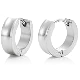 Sparkling 316L Stainless Steel Silver Hoop Earrings for Men