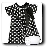 Florene Black and White - Black and White Polka Dot Dress With Words - Mouse Pads