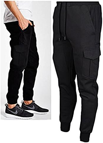 Mens Fleece Joggers Fitted sweatpants Cargo Urban Hip Hop Jogging Sweats NYC (Extra Large / XL (34-36))