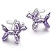 Men's 2 PCS Rhodium Plated Enamel Cufflinks Silver Purple Poodle Shirt Wedding