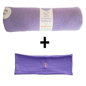Lavender yogitoes® mat size SKIDLESS® yoga towel + lavender hBand stretchy headband combo by Absolute Yogi®