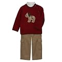 Infant Boys' BT Kids 3pc Dog Sweater,Top Pant Set - Red/Khaki