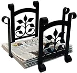 Leaf Fan Magazine / Newspaper Rack Holder / Recycle Bin - Wrought Iron