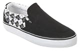Dekline Captain Men's Slip On Shoes - Black / White Argyle Canvas