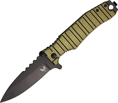 Combat Ready Bomber A/O Folding Knife, 3.75in, Stainless Blade, Grooved Olive Green CBR-333T
