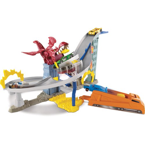 NEW Hot Wheels Dragon Destroyer Track Set w/ Vehicle & Fire Shooting Dragon