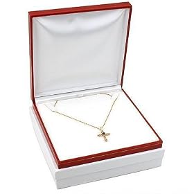 Red Leather Necklace Pendant Gift Box Jewelry Display
