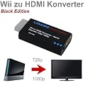 Ligawo � Wii Stick Black Edition - Wii HDMI Konverter Adapter Wandler zum Anschluss der Wii an HDMI Tv Beamer oder Monitor - skaliert das Bild auf FullHD 720p 1080p - MarkII