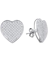 Real Diamond Earrings 0.50CTW DIAMOND HEART EARRINGS White-gold 10K