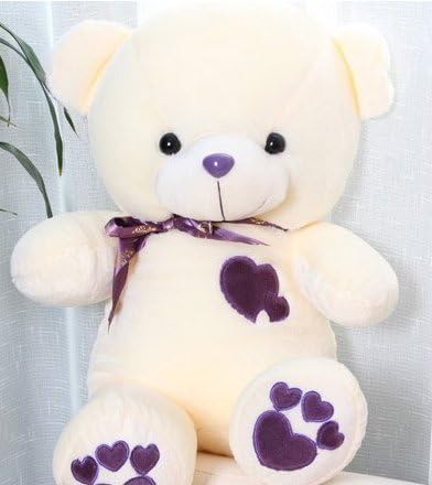 Stuffed Teddy Bear Embroidered Teddy Bear Doll Heart Teddy Bear Hug (Violet, 60cm)
