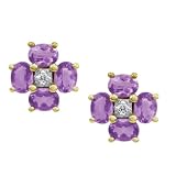 14k Yellow Gold Amethyst Floral Earring