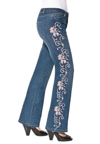 Roamans Plus Size Embroidered Jeans by denim 24/7 Roamans Plus Size Embroidered Jeans by denim 24/7