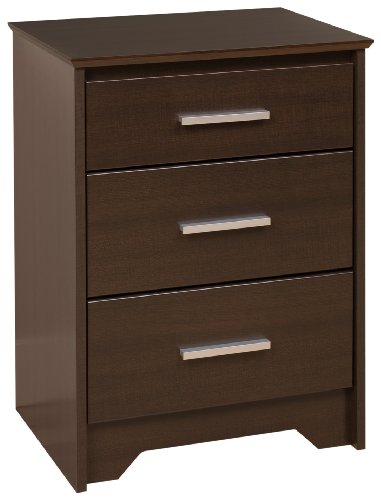 Prepac Black Coal Harbor 3 Drawer Tall Nightstand