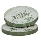 Olive Oil Motif Rustic French Round Trays Set of 2