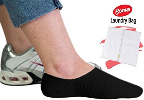 Womens Low Cut Athletic Socks - 4 Pack - Bamboo - Anti-Odor Anti-Slip - (Black)
