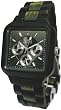 Tense Square Natural Sandal Wood/ Dark Green Wood Hypoallergentic Watch B7305DG