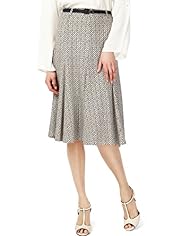 Mosaic Print Fit & Flare Long Skirt with Belt