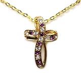 February Birthstone Cross Pendant, Amethyst, with Genuine Austrian Crystal in Gift Box