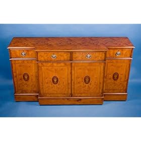 English Yew Breakfront Sideboard