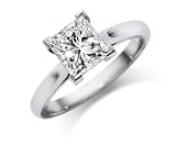 14k White Gold GIA Certified Princess Cut Diamond Engagement Ring (0.53 Ct, E Color, VVS1 Clarity) Free Ring Sizing