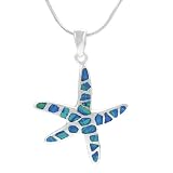Sterling Silver with Blue Opal Starfish Necklace