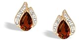 14K Yellow Gold Genuine Pear Garnet and Diamond Flame Earrings