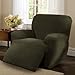 Maytex 4300319 MAYTEX Pixel Ultra Soft Stretch 4 Piece Recliner Arm Chair Furniture Cover Slipcover with Side Pocket, Dusty Olive Green