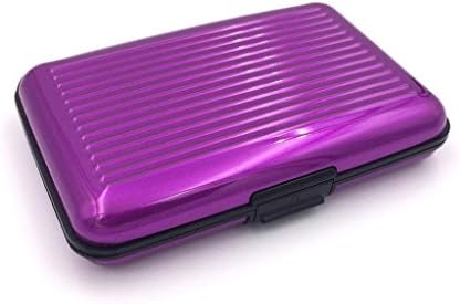EDUE Aluminum Shell RFID Blocking Credit Card Cash Holder Case, Purple