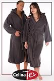 Produkt-Bild: Bademantel / Saunamantel mit Kapuze aus Microfaser Coralfleece  f&uuml;r Damen & Herren,  Florida S Platin - grau