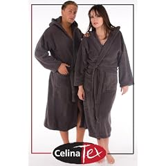 Bademantel / Saunamantel mit Kapuze aus Microfaser Coralfleece  f�r Damen & Herren,  Florida S Platin - grau