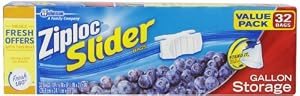 Ziploc Slider Storage Bag, Gallon Value Pack, 32 Count (Pack of 3)