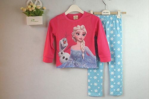 Summer-autumn Girls Frozen Pajama Sets Bubble Short Sleeve T Shirts + Children Flower Pants Elsa and Anna Clothing Suits