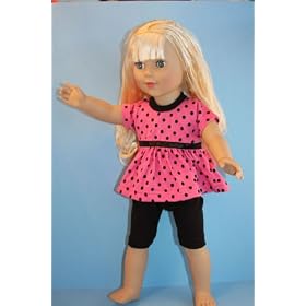 Pink and Black Polka Dot Shirt and Black Capri's Designed for 18 Inch Doll Like the American Girl Dolls