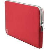 Case Star&reg; Neoprene Laptop Notebook Ultrabook Sleeve Case for Macbook Pro Air 15/15.6-Inch and Other Brand 15-Inch Laptop- HP Dell Toshiba Satellite ASUS Sony Lenovo Samsung (15 Inches-Red With Grey Zipper)