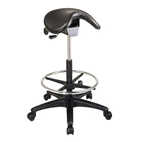 Backless Stool, Saddle Seat, 22-1 2x22-1 2x25-35, Black, Sold as 1 each 