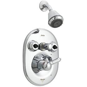 Delta Faucet 1824-74 Innovations Pressure Balance Jetted Shower and Bath Faucet with Dual-Spray Showerhead, Chrome