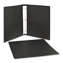 Oxford 57706 Twin Pocket Portfolios with Three Tang Fasteners, Black, 25 per Box
